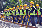 China-built railway in southern Sri Lanka starts track-laying