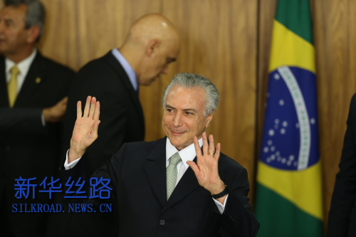 5月12日，巴西代总统特梅尔在巴西利亚参加新内阁成员就职仪式。