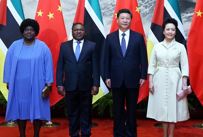 5月18日，国家主席习近平在北京人民大会堂同莫桑比克总统纽西举行会谈