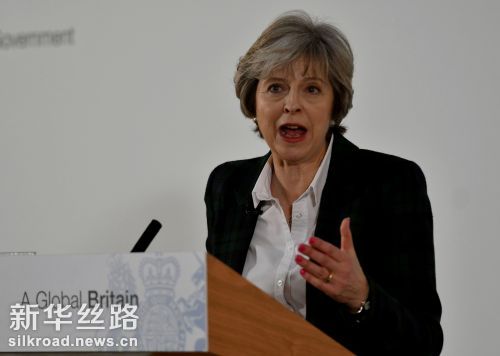 1月17日，在英国伦敦兰卡斯特宫，英国首相特雷莎·梅宣布“脱欧”方案  新华社发