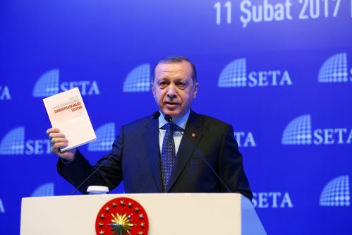 2月11日，在土耳其伊斯坦布尔，土耳其总统埃尔多安发表讲话。