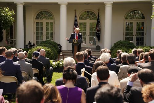 6月1日，美国总统特朗普在华盛顿白宫发表讲话。