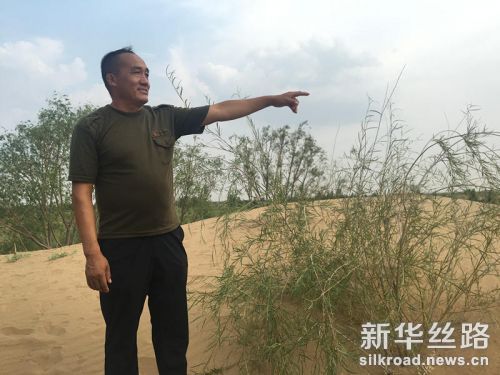 杭锦旗农民张喜旺说：沙漠有绿色就有希望