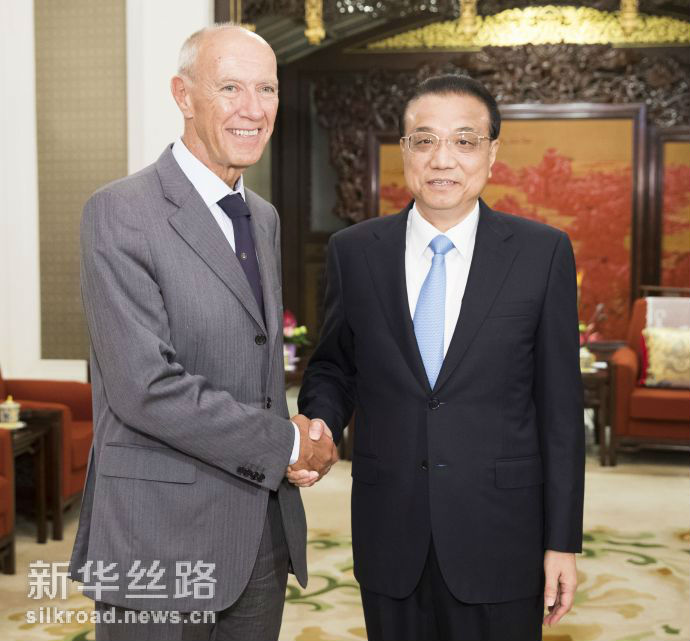 8月28日，国务院总理李克强在北京中南海紫光阁会见世界知识产权组织总干事高锐。