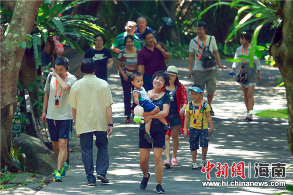 十一假期，游客在保亭呀诺达景区内游玩