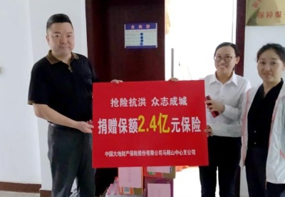中国大地保险马鞍山中支捐赠保险和物资助力一线防汛抗洪