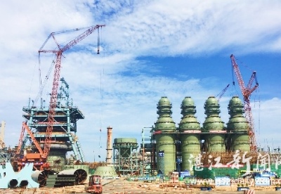 广东湛江钢铁三高炉建设转入高空施工阶段