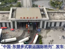 京津冀地区首列正式开行的“中国—东盟多式联运国际班列”发车