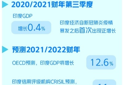 印度GDP在2021/2022财年预计将增长12.6％