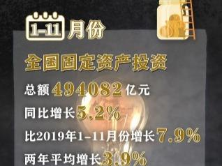 统计局：1—11月份全国固定资产投资增长5.2%