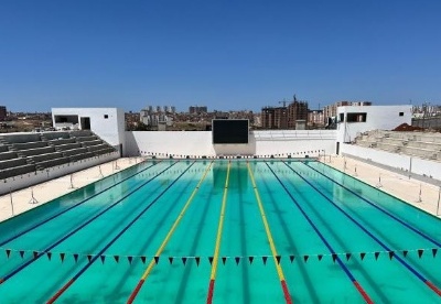 中国企业承建的阿尔及利亚现代化游泳馆泳池整体竣工