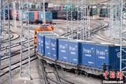 Freight trains carry imported cargoes with open-top vans in China's major land port