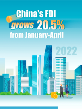 China's FDI grows 20.5% from January-April