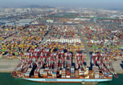 A glimpse of Qianwan Container Terminal of Qingdao Port in east China