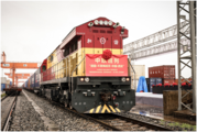 Inbound freight train with imported Audi vehicles arrives in NW.China Xi'an