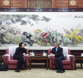 蓝迪国际智库专家委员会主席赵白鸽一行与中国人民对外友好协会会长林松添举行会见会谈