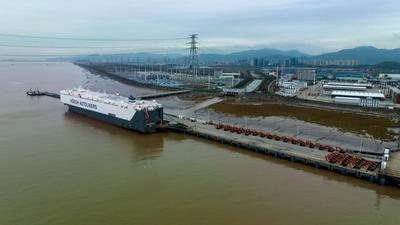 宁波舟山港完成最大批次挖掘机滚装出口