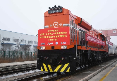 山东中欧班列首班BX1K铁路冷藏专用车组投入运营